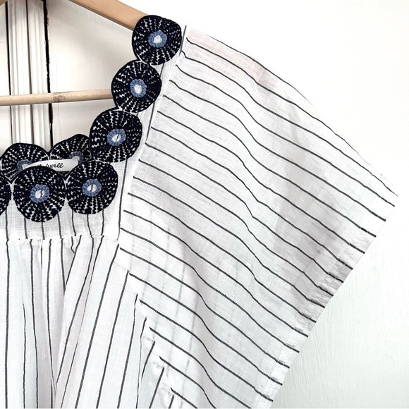 Madewell Embroidered Butterfly Dress in Stripe Dark Metal Size‎ XXS Retro 70s - Picture 7 of 11